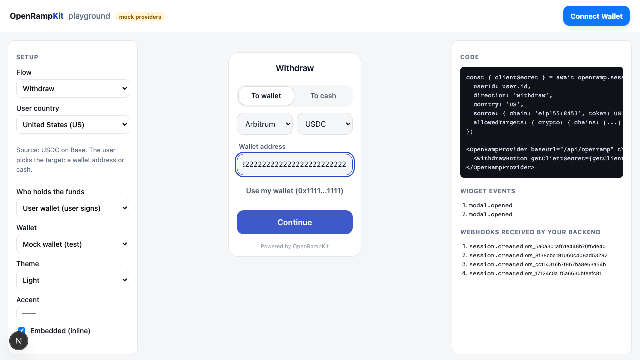 The To wallet form